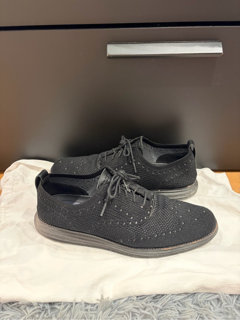 Cole Haan Black Knit Lace-Up Oxfords